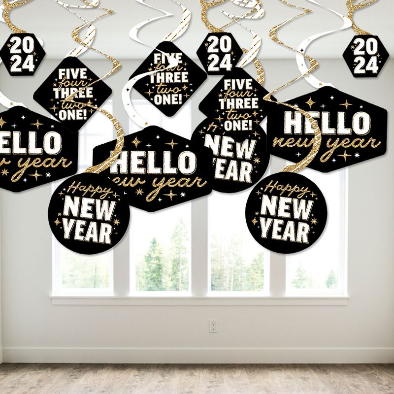 Big Dot of Happiness Hello New Year - 2024 NYE Party Hanging Decor - Party Decoration Swirls - Set of 40, 3 of 9