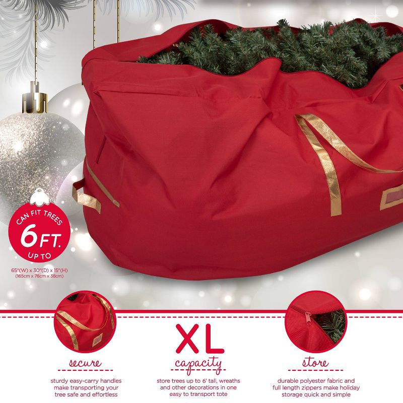 Simplify 6ft Heavy Duty Tree Storage Bag Red, 6 of 7