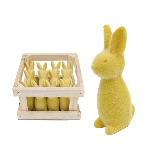 Transpac Mini Resin Flocked Yellow Easter Bunny in Crate S Home Decorations Easter - 1 of 1