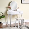 Vanity Desk Contemporary with Round Mirror and 2 Drawers for Bedroom 32.68in Wide-3irtyhousy - 2 of 4