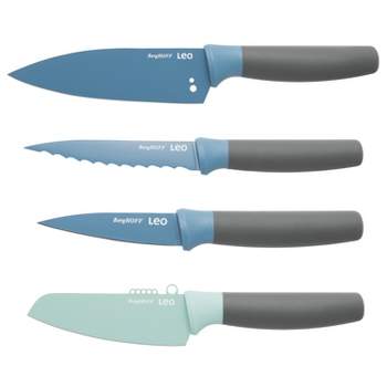 BergHOFF Leo 4Pc Kitchen Knife Set, Stainless Steel, Sharp Blade, Blue