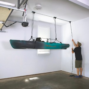 Teal Triangle Heavy Duty Kayak Hoist Garage Ceiling Storage Hoist for 8-Foot Ceilings | Holds up to 150 lbs - 1 of 4