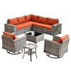 Marlton 9pc Wicker Outdoor Patio Furniture Set Conversation Sofa Sectional with Swivel Chairs and Cushions - 2 of 4