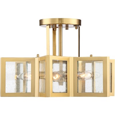 Modern Brass and Glass Star Semi-Flush Mount Ceiling Light