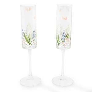 2pk 11oz Champagne Flutes Floral - Bullseye's Playground™ - 1 of 3