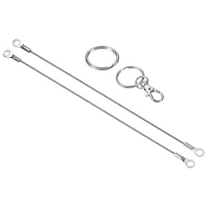 Unique Bargains Lanyard Cable Rope with Key Ring Keychains Silver 4 Pcs - 1 of 4