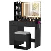 Costway Vanity Set Dressing Table and Chair Set with 3 Lighting Modes & Mirror and Lights White/Black - 2 of 4