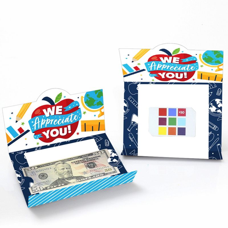 Big Dot of Happiness Thank You Teachers - Teacher Appreciation Money and Gift Card Holders - Set of 8, 2 of 5