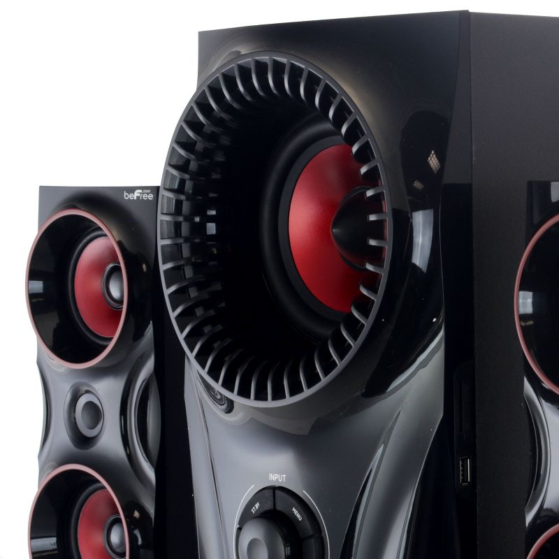 beFree Sound 2.1 Channel Bluetooth Surround Sound Speaker System in Red, 5 of 8