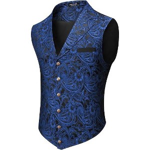 COOFANDY Mens Suit Vest Paisley Floral Victorian Vests Gothic Steampunk Formal Waistcoat Tuxedo Vests with Notched Lapels - 1 of 4