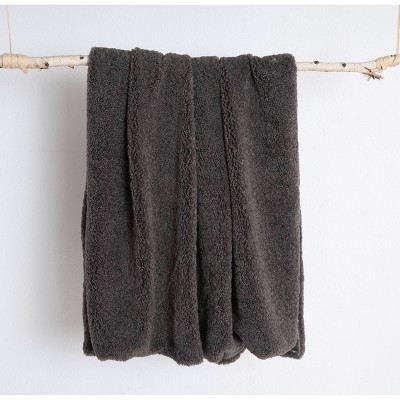 50"x70" Teddy Sherpa Lux Throw Blanket Charcoal Gray - Evergrace