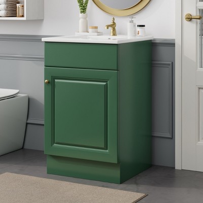 20" Bathroom Vanity With Sink, Bathroom Cabinets Modern With Door Shelf, Bathroom Storage Cabinets Floor Standing With Drawer-Cuddlewood