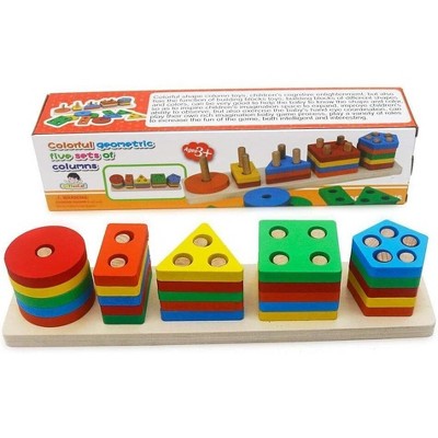WOPET Wooden Sorting & Stacking Montessori Toys - Educational Shape Sorter for Toddlers, Boys & Girls Ages 1-3 Years