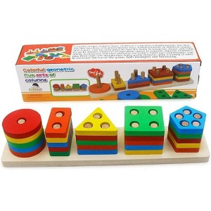 WOPET Wooden Sorting & Stacking Montessori Toys - Educational Shape Sorter for Toddlers, Boys & Girls Ages 1-3 Years - 1 of 1