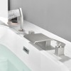 Cobbe Brushed Nickel Bathroom Tub Faucet with Handheld Shower and 7.87-Inch Wide Waterfall Tub Filler Single Handle 4-Hole Installation - 4 of 4