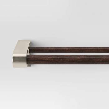 Double Curtain Rod with Easy Install Nickel/Dark Brown - Threshold™