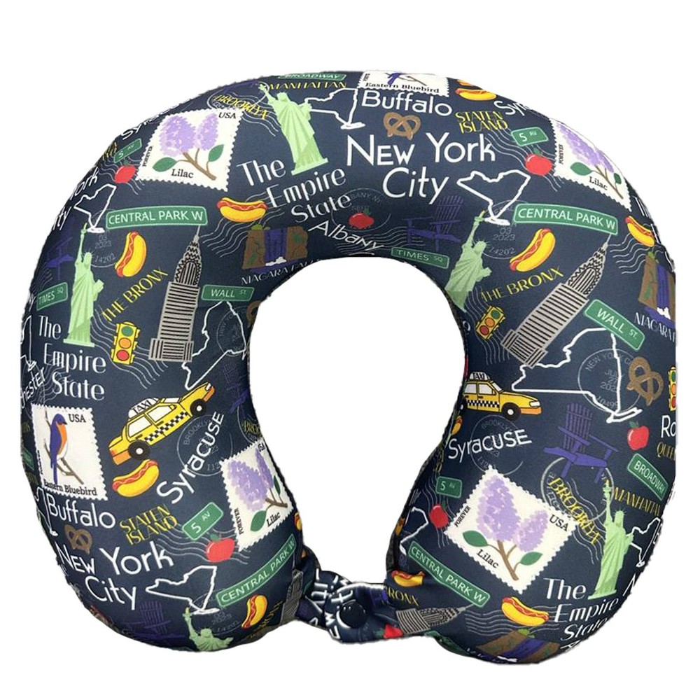 WOLF State Souvenir Printed Spandex Memory Foam Travel Neck Pillow New York
