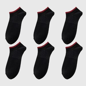 Anna-Kaci Men's No - Show Athletic Socks 6pk with Accents - 1 of 4