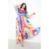 Slickblue Plus Size Off-Shoulder Tie Dye Pleated Maxi Dress, Multi-Hot Pink/Blue, Stretch Fabric, 1XL-3XL - 2 of 4