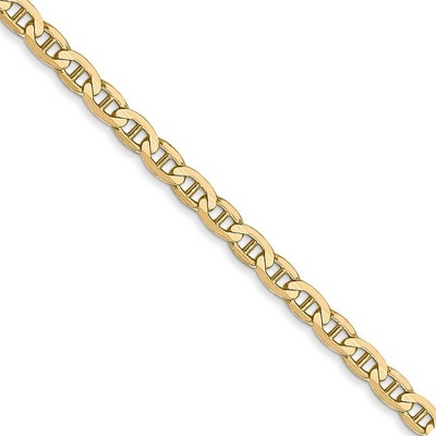 Black Bow Jewelry 3mm 14k Yellow Gold Solid Concave Anchor Chain Necklace