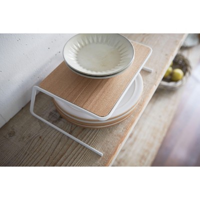 White Steel and Wood Large Kitchen Dish Riser
