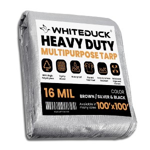 WHITE DUCK 8 oz Poly Tarpaulin Heavy-Duty Waterproof All-Weather Tarp for Construction, Farm, Commercial or Outdoor Use with Brass Eyelets - 1 of 4