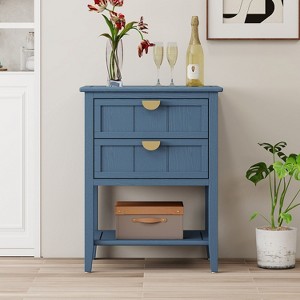 NicBex Modern American Farmhouse End Table with 2 Drawers & Bottom Shelf,Rustic Side Table,Console Table for Bedroom,Living Room - 1 of 4