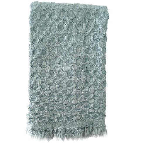 Taupe & White Cross Dyed Cotton Waffle Bath Towel - Anaya