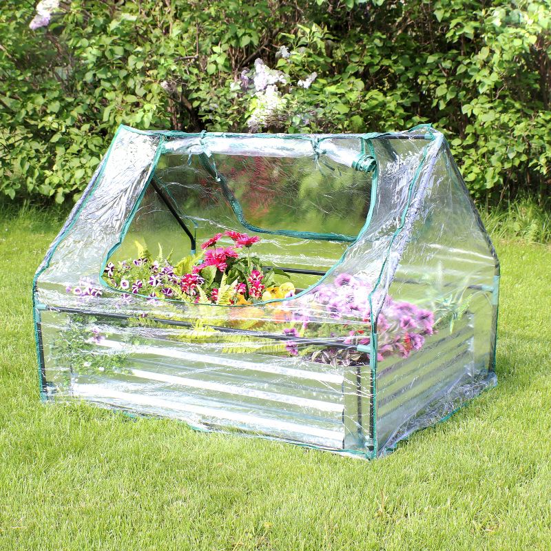Sunnydaze Steel Raised Garden Bed with PVC Greenhouse Cover - Clear, 3 of 18