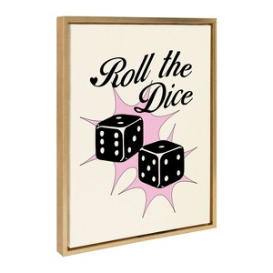 Kate & Laurel All Things Decor 18"x24" Roll The Dice Pink Framed Canvas by Alli Standefer Bright Gold - 1 of 4