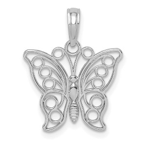 Black Bow Jewelry 14k White Gold Polished Cutout Butterfly Pendant, 16mm - 1 of 4