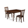 East West Furniture PSNA3-SBR-C 3 PcRectangular Kitchen Table having 12in Leaf and 2Fabric Dinette Chairs in Saddle Brown . - 2 of 4