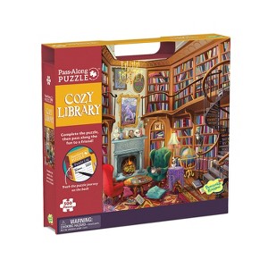 Peaceable Kingdom Cozy Library Pass Along Puzzle – 500-Piece with Shiny Foil Accents & Easel-Style Storage Box - for Kids Ages 8+ - 1 of 3