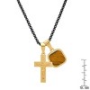 Steeltime 24" two tone black ip and 18k gold plated stainless steel cross and tiger eye dog tag pendant - 3 of 4