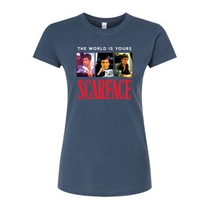 Women's - Scarface - The World Is Yours- Juniors Fitted Short Sleeve Graphic T-Shirt Fitted Graphic T-Shirt - 1 of 2