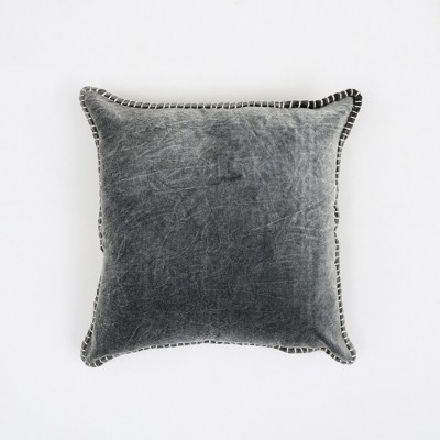 Chery Life Stonewashed Cotton Velvet Throw Pillow with Decorative Handstiched Edges-19X19"