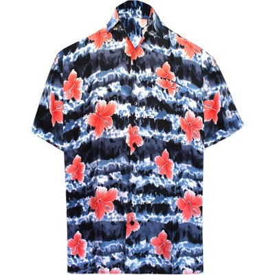 LA LEELA Men's Hawaiian Shirts Short Sleeve Button Down Shirt Floral Shirt Men Casual Holiday Tropical Island Shirts for Men
