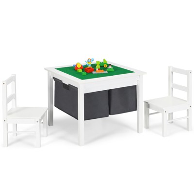 Safstar 2-in-1 Kids Activity Table & 2 Chairs Set w/Storage Building Block Table