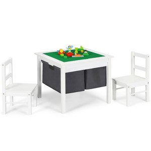 Safstar 2-in-1 Kids Activity Table & 2 Chairs Set w/Storage Building Block Table - 1 of 4
