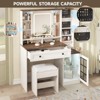 Makeup Vanity Table with 3 Lighting Modes, Charging Station & Visual Cabinet - 3 of 4