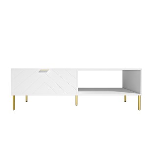 CLIHOME Mid-Century Modern Coffee Table with Double Storage Drawers - 1 of 4