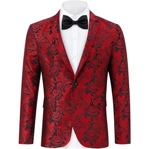 Men's Printed Blazer Casual Slim Fit One Button Sports Coat Festival Party Jacket - 1 of 4