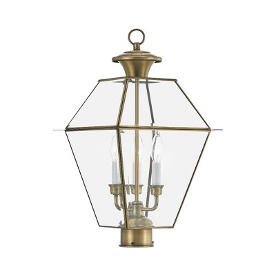 Livex Lighting Westover 3 - Light Post Light in  Antique Brass