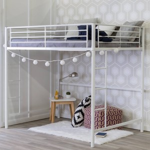 Premium Metal Full Size Loft Bed - White - Saracina Home