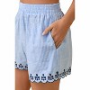 Women's Deena Striped Shorts With Scallop Embroidered Hem Detail - Main Strip - 2 of 4