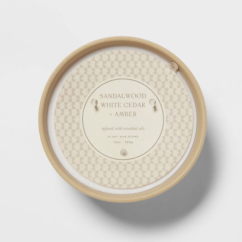 3-Wick Textured Ceramic Sandalwood White Cedar + Amber Footed Jar Candle Beige 13oz - Threshold&#8482;, 5 of 9