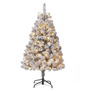 GustoWave 4.5FT Artificial Christmas Tree, Pure PVC Flocking with Warm White LED Lights, Foldable Stand, On/Off Foot Pedal, Xmas Decor - 1 of 4