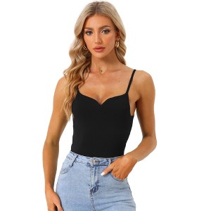 Allegra K Women's Sleeveless Sweetheart Neck Y2K Basic Clubwear Bodysuits Tank Top - 1 of 4