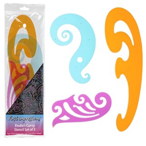 Jerry's Artarama Elodie's Curvy Stencil Set of 3 – Beginner Level Stencils in Purple, Orange & Blue – Artist Supplies with Dual Inking Edges & - 1 of 4