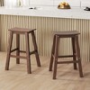 Costway 29" Patio Bar Stool Set of 2 with Curved Seat & Footrests for Backyard Outdoor Brown/Black/Gray - 2 of 4